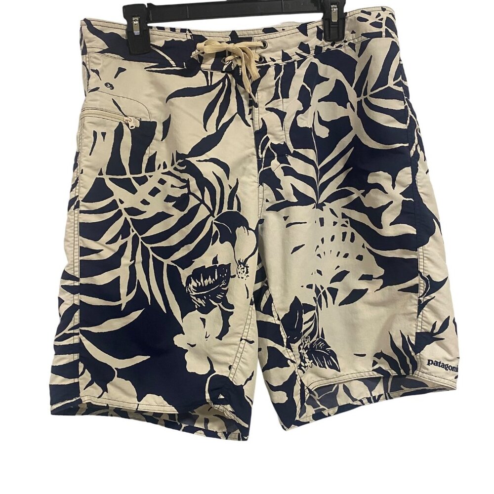 Patagonia Men's Wave Farer Blue White Board Swim Shorts Size‎ 34